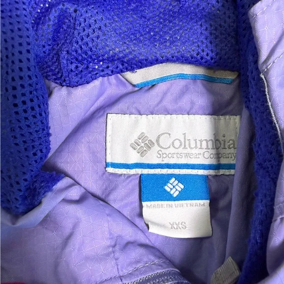 Columbia Girl Purple Lavender Windbreaker Omni-Shield Lightweight Hooded Jacket - Picture 4 of 6